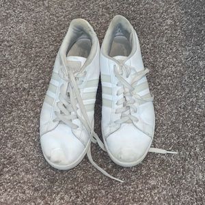 Adidas shoes. They need to be cleaned up, which is the reason the price is low.